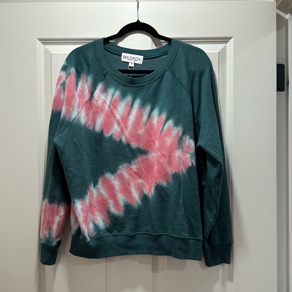 NWT Wildfox Sommers Sweatshirt, Watermelon Green and Pink Tie-Dye, Size Medium